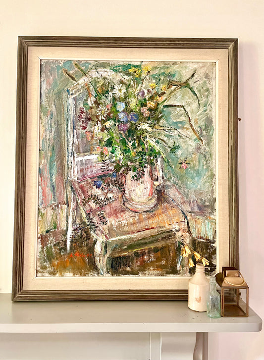 Floral Still Life on Chair