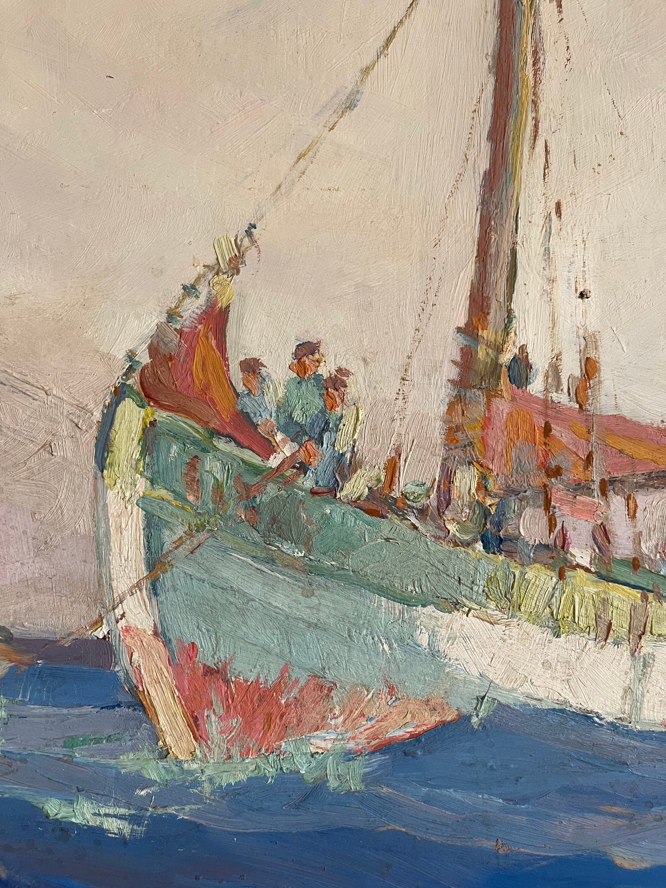 Boat and sea detail from Fishing Boats, by Henrik Ekman. Framed, signed and dated 1944.
