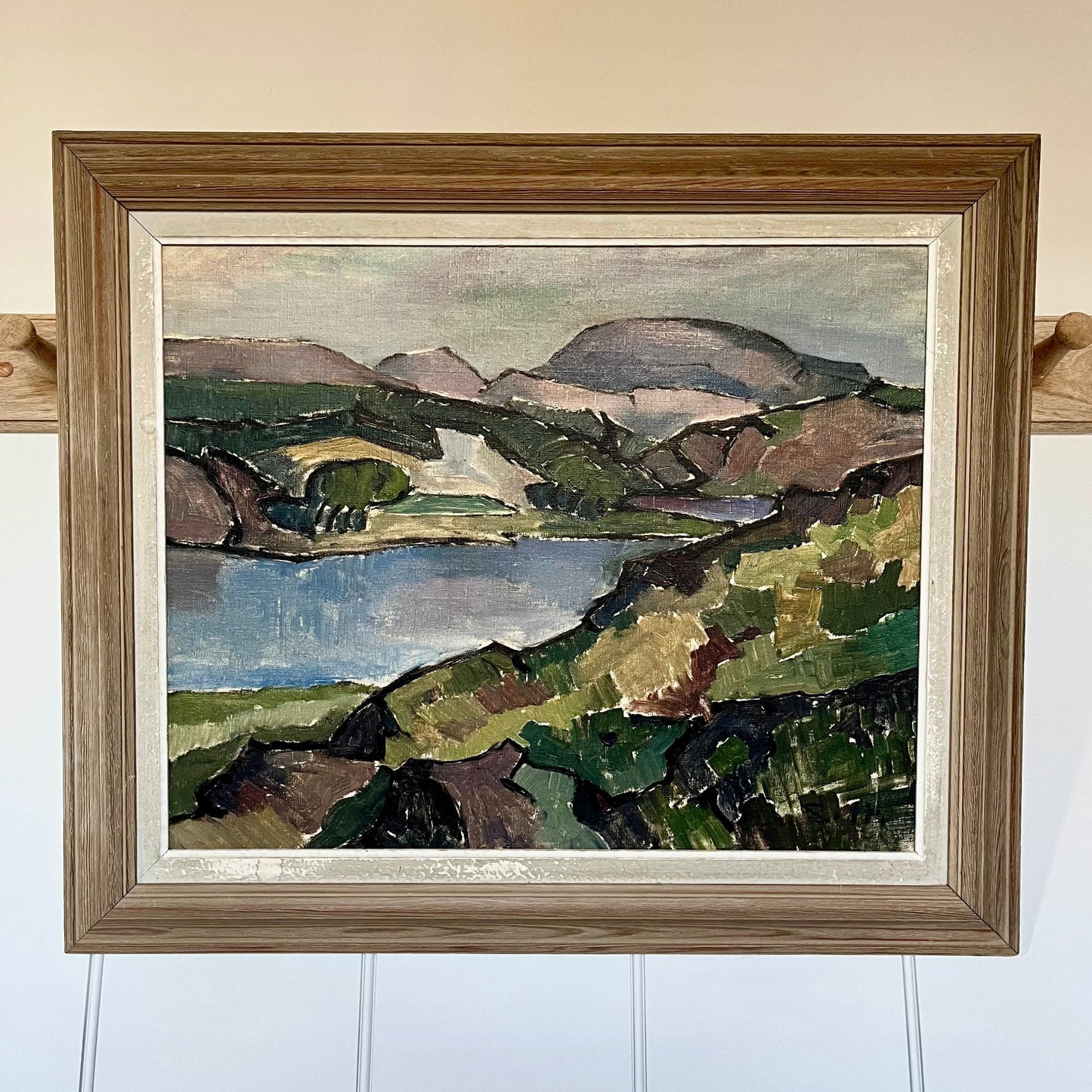 Fjord Landscape, Swedish landscape oil painting on canvas by Sven-Olof Hamlet (1922-2002). Signed and framed.