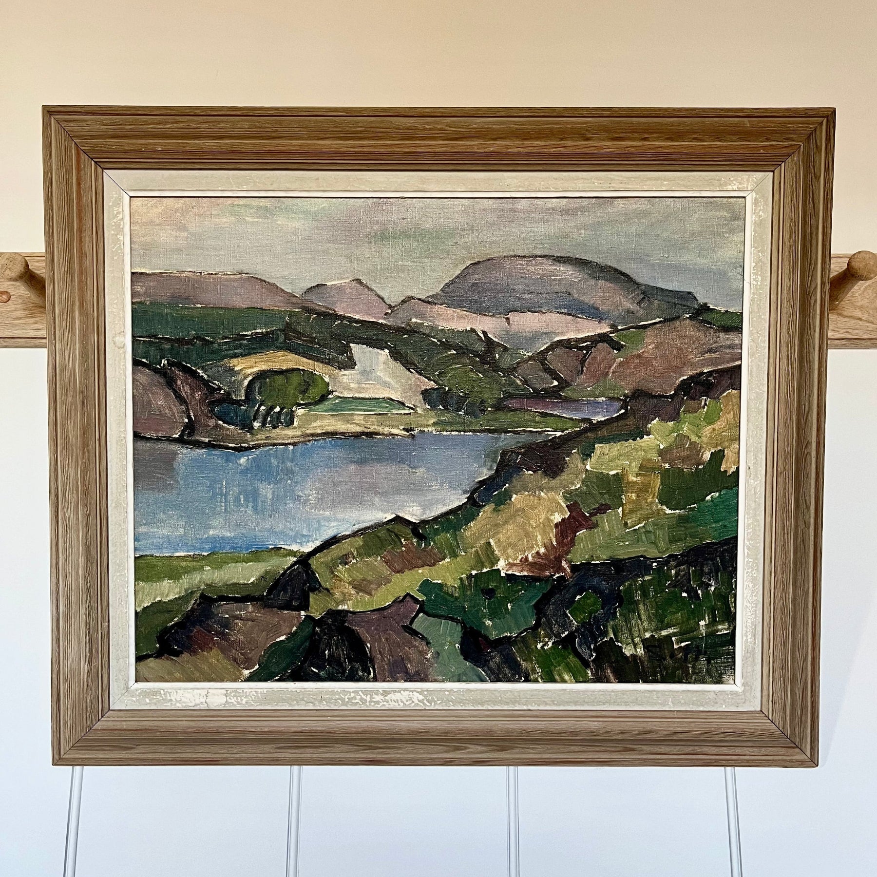 Fjord Landscape, Swedish landscape oil painting on canvas by Sven-Olof Hamlet (1922-2002). Signed and framed.
