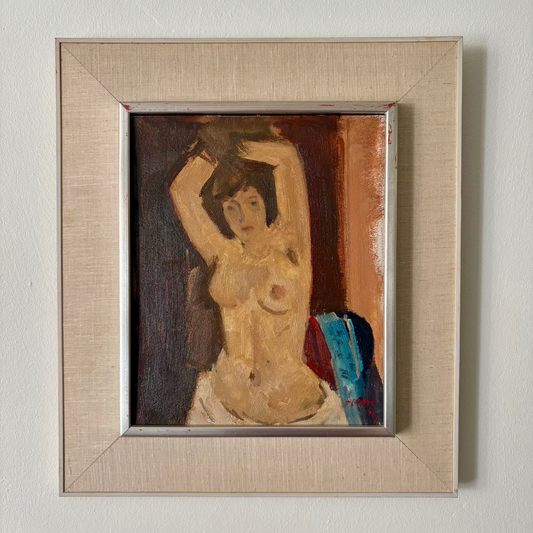 Oil on panel by Ove Olson. Linen frame, signed and dated 1971.