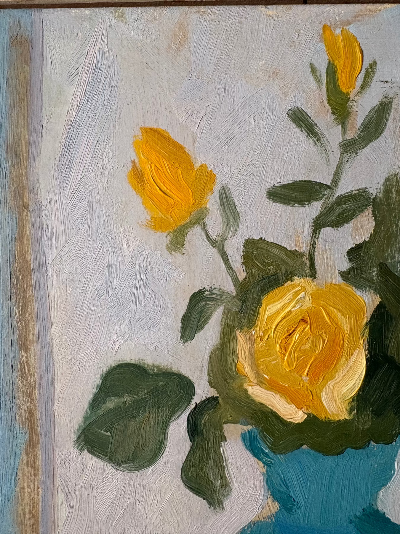 Rose detail from Yellow Rose, Oil on Panel by Arvid Karlson.