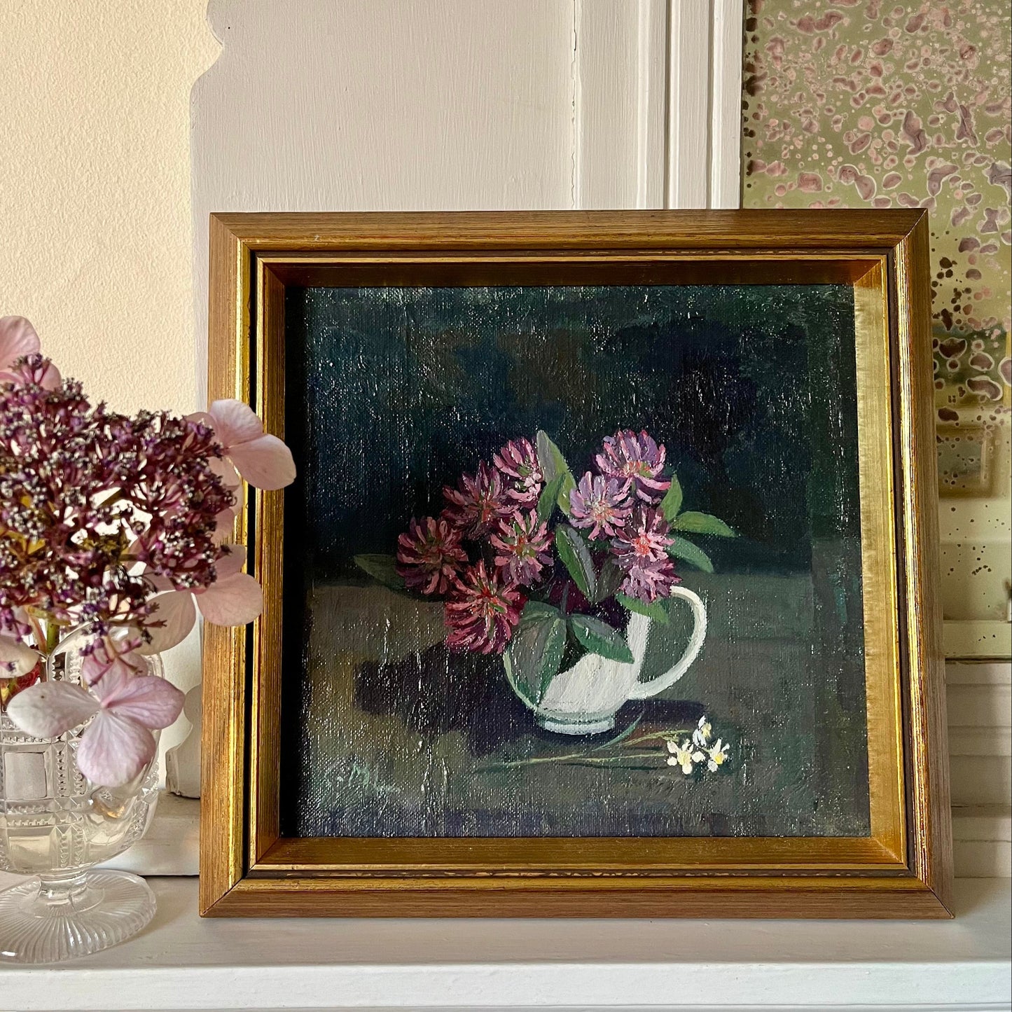 White Jug Floral, Signed and Framed oil painting on a panel by Carl-Marcus Larsson (1918-1987)