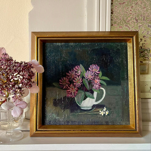 White Jug Floral, Signed and Framed oil painting on a panel by Carl-Marcus Larsson (1918-1987)